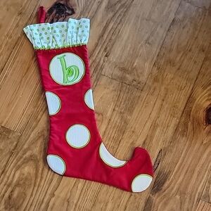 Red and Green Polka Dot Christmas Stocking